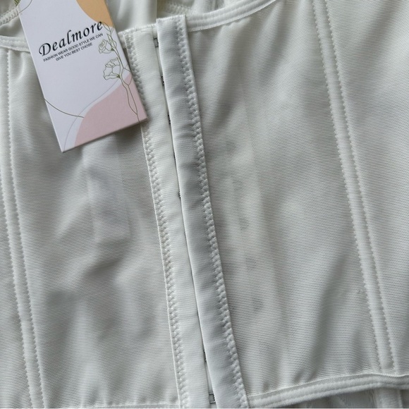 Dealmore White Spaghetti Strap Lace Corset Bustier Top, NWT, Large - Picture 6 of 8